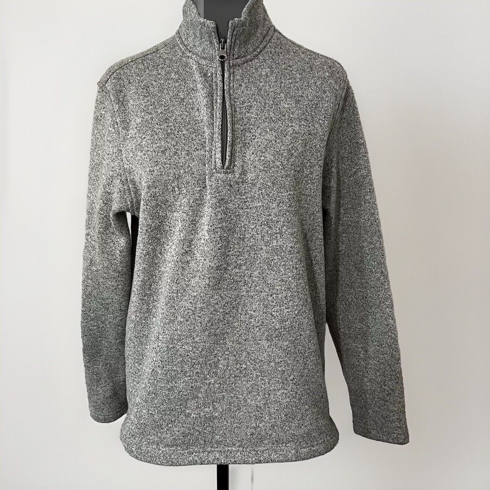IZOD Womens Gray Marl Quarter Zip Sweater Fleece Pullover 45P5311 Size M